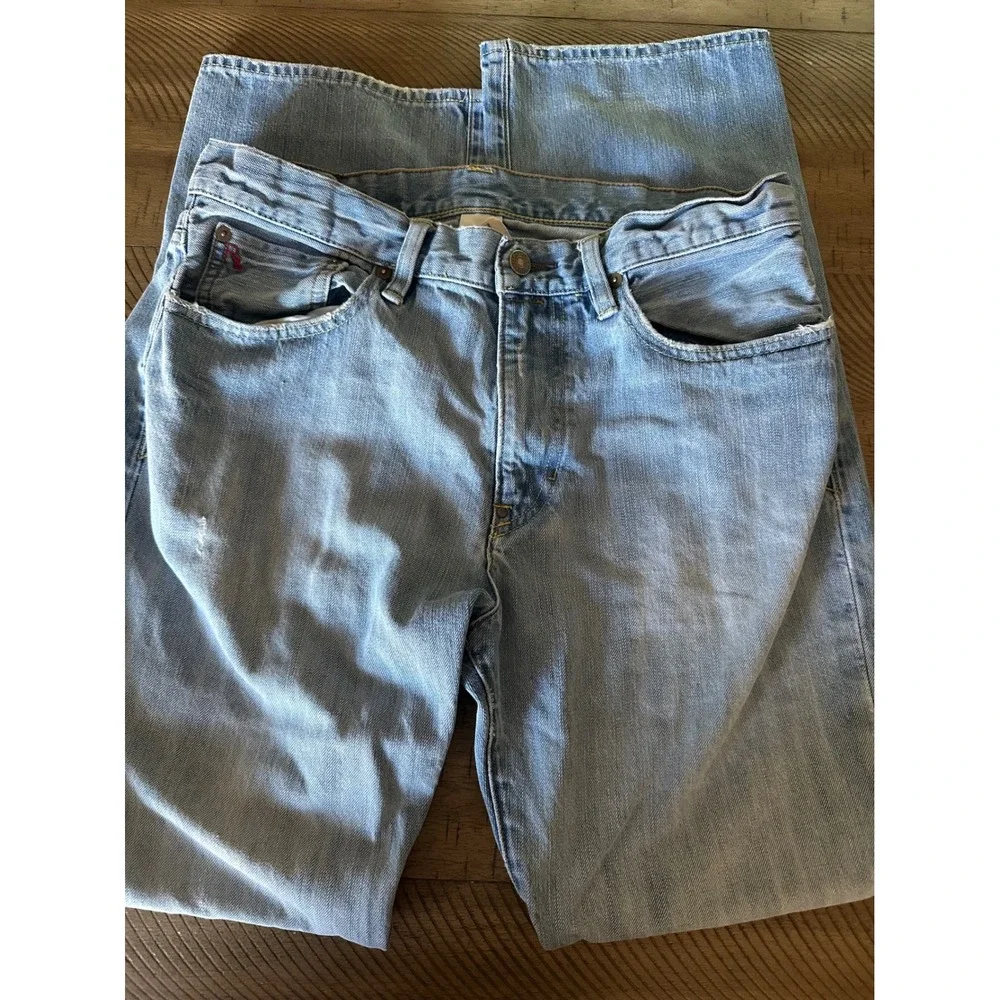 Polo Ralph Lauren Light Wash Distressed Straight Leg Jeans (32x32)